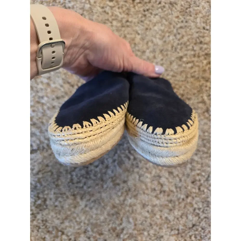 Sam Edelman Austin Navy Blue Suede Espadrille Mules Slides Sandals 9.5